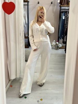 Completo PANDORA cardigan e pantaloni bianco