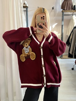 Maxi cardigan toppe TEDDY bordeaux