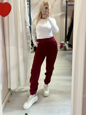 Pantaloni tuta JOJJER felpati bordeaux