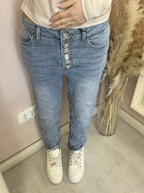 Jeans morbidi bottoni GIOIELLO vita bassa