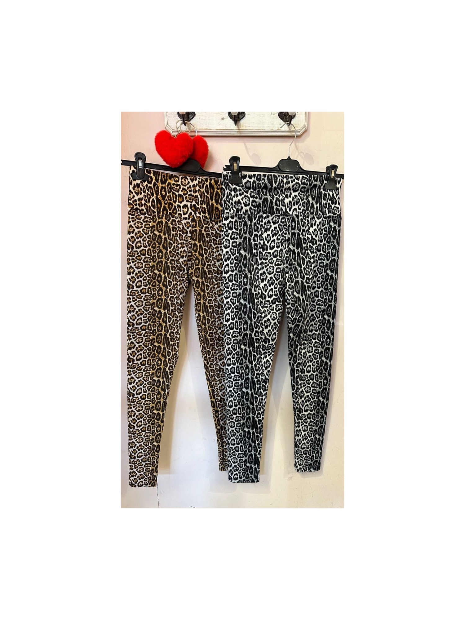 LEGGINGS LEOPARDATI MARRONI Pantaloni donna elasticizzati