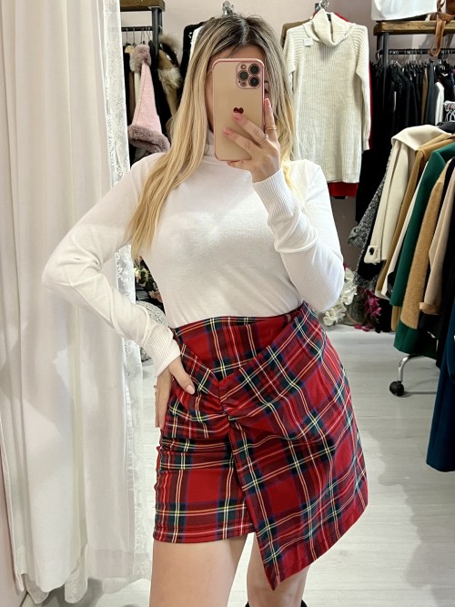 Mini gonna tartan nodino rossa