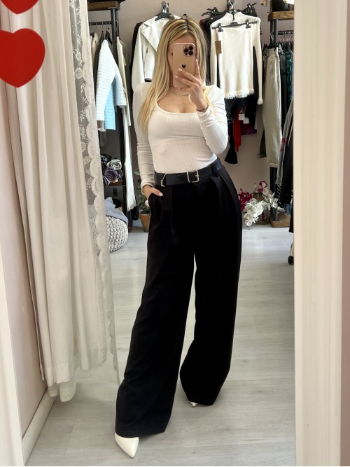 Pantaloni LUCILLA neri con cintura