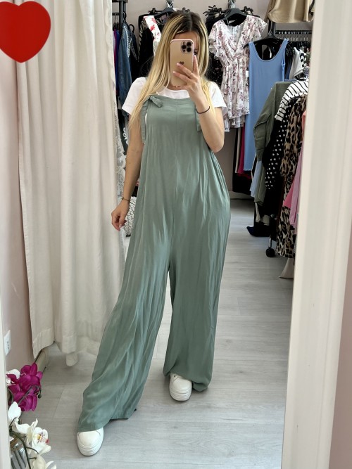 Maxi tuta salopette con t shirt VERDE MILITARE