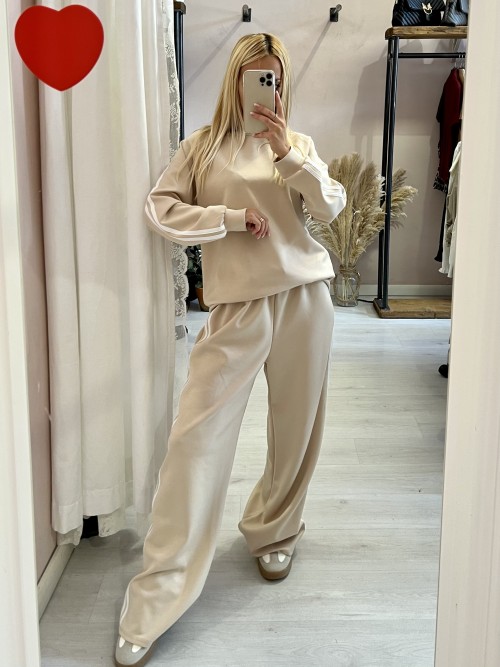 Completo RIGA felpa e pantaloni beige